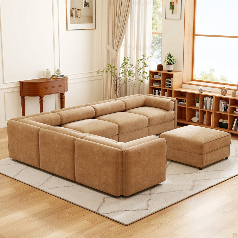 Canapé modulaire 6 pièces avec rangement 6 pièces, Chameau
