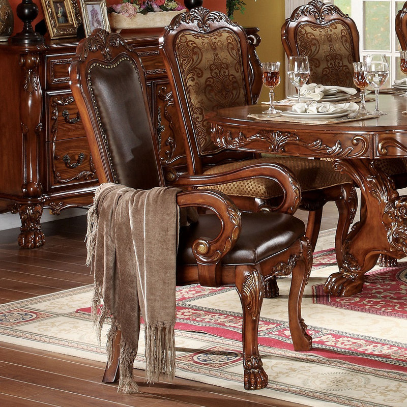 Branxton Synthetic Leather & Cherry Oak Arm Chair Set