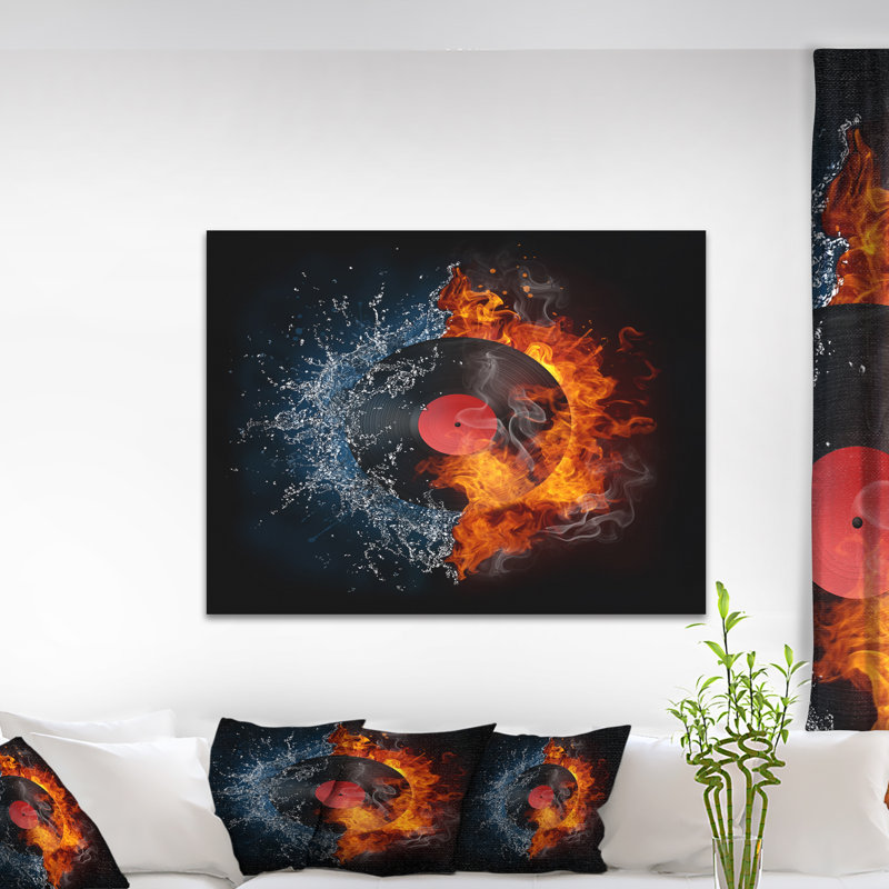 Corwin Abstract Record Abstract - impression d'art graphique, H 30 po x l 40 po x P 1,5 po, Toile tendue