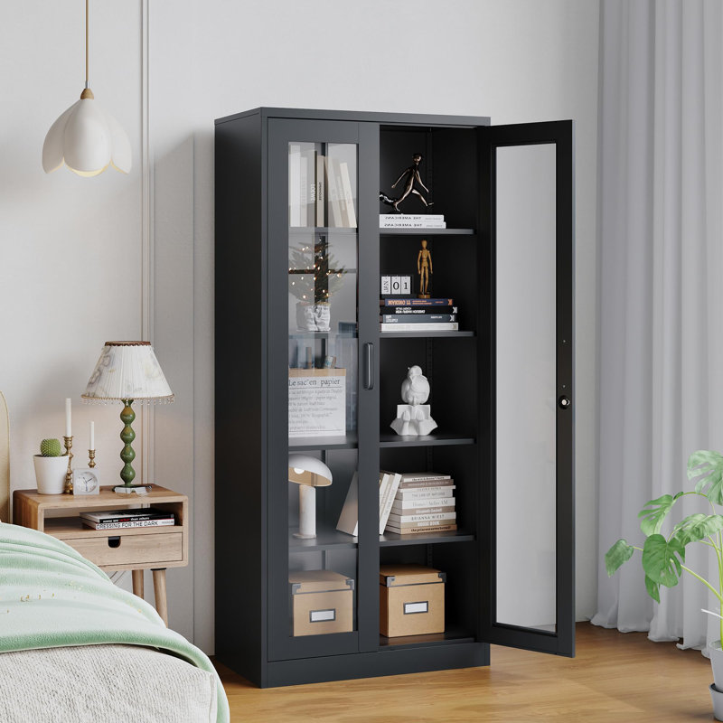 Tall Display Storage Cabinet, Black