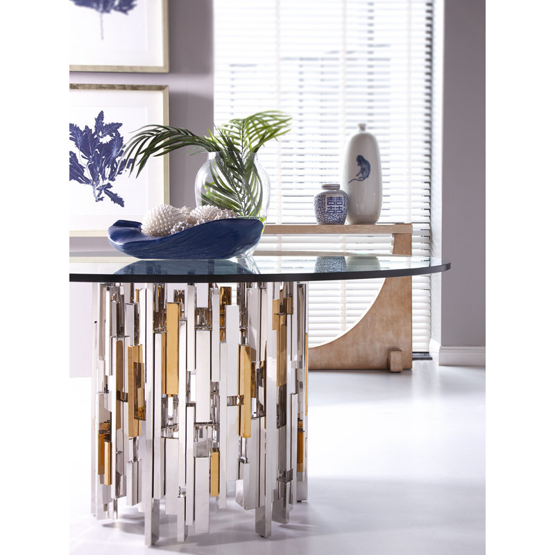 Cityscape 60" Round Glass Top Dining Table in Silver