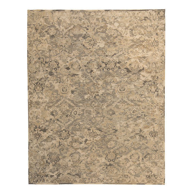 Gray Contemporary Silk Wool Blend Rug