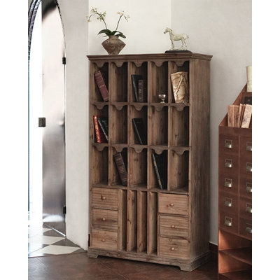 Vintage Distressed Solid Wood Home Living Room Against The Wall Bookcase