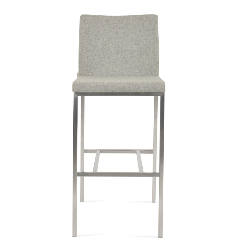 Tabouret Aria, Acier Inoxydable, Tabouret de bar (siège d'une hauteur de 29 po), Laine gris foncé