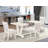 5-Piece Dining Set Includes a Linen White Dinner Table and 4 Cream Linen Fabric Parson Chairs with High Back - Wire Brushed Linen White.-85692389-85692390-130066747