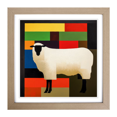 Sheep Suprematism - Single Picture Frame Print on Wood