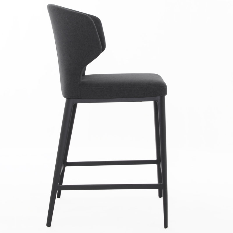 Tabouret de bar et de comptoir Belby, Tissu gris foncé, Tabouret de comptoir (siège d'une hauteur de 25,5