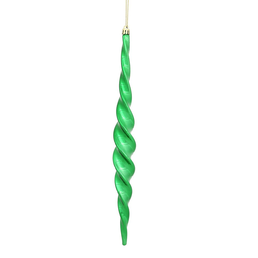 Shiny Spiral Icicle Christmas Ornament, Green