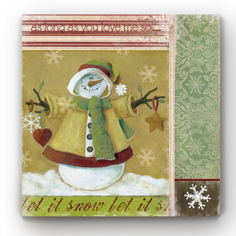 Snowman Love - Wrapped Canvas Print, 10" H x 10" W x 1.5" D