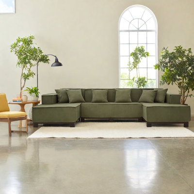 Modulaires spacieux spacieux avec revêtement en velours côtelé et éclairage à DEL pour le salon familial