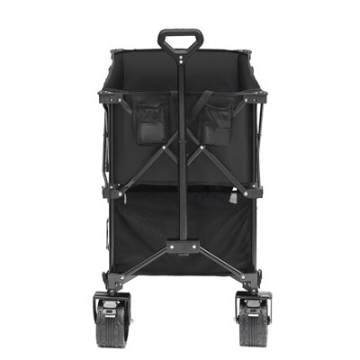 Chariot pliable robuste à deux étages avec roues tout-terrain, capacité de 350 à 450 lb pour le camping et le jardin | Idée de cadeau