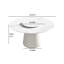 53.15 "Modern Artificial Stone Round Beige Plywood Pu Base Dining Table-Can Accommodate 6 People-23.62"White Artificial Stone Turntable (Not Including Chairs. )