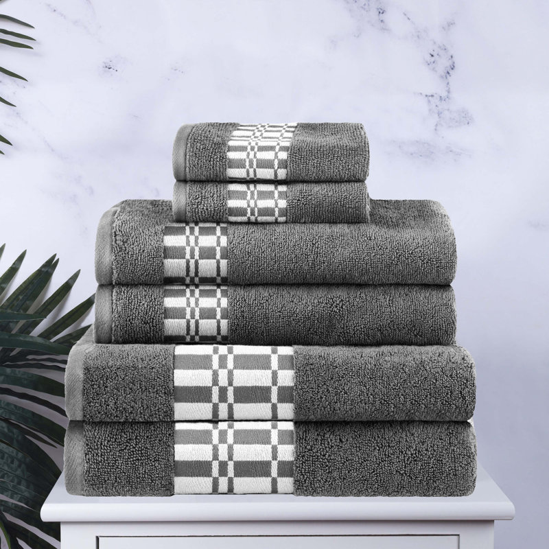 Ensemble de serviettes 6 pièces Mikira Larissa, gris