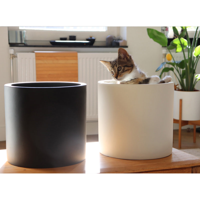 Blumfeldt Planter Plant Pot Fiber Stone In/Outdoor, 36.5cm H x 41.5cm W x 41.5cm D, White