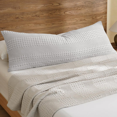 PHF 100% Cotton Waffle Body Pillowcase with Zipper, 1 Pack 20" x 54" Soft Skin-Friendly Pillow Sham, No Filling