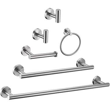 6-Piece Bathroom Towel Rack Wall Mount Bath Hardware Set, Black