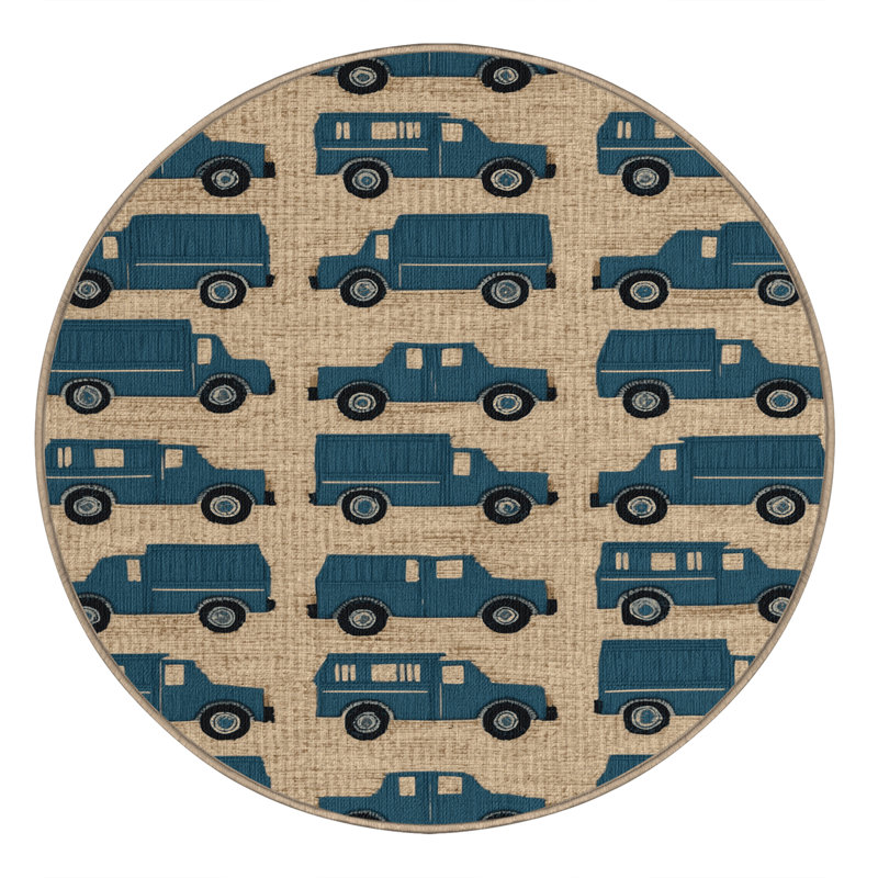 Machine Washable Transportation Brown Area Rug