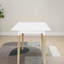 Table de salle à manger moderne, table de cuisine rectangulaire avec pieds en bois massif, blanc