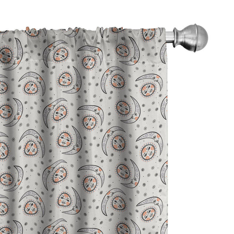 Bungalow 4 panneaux Bungalow Rose Astrology, plante bohème céleste orange noir gris, L 56 po x L 63 po
