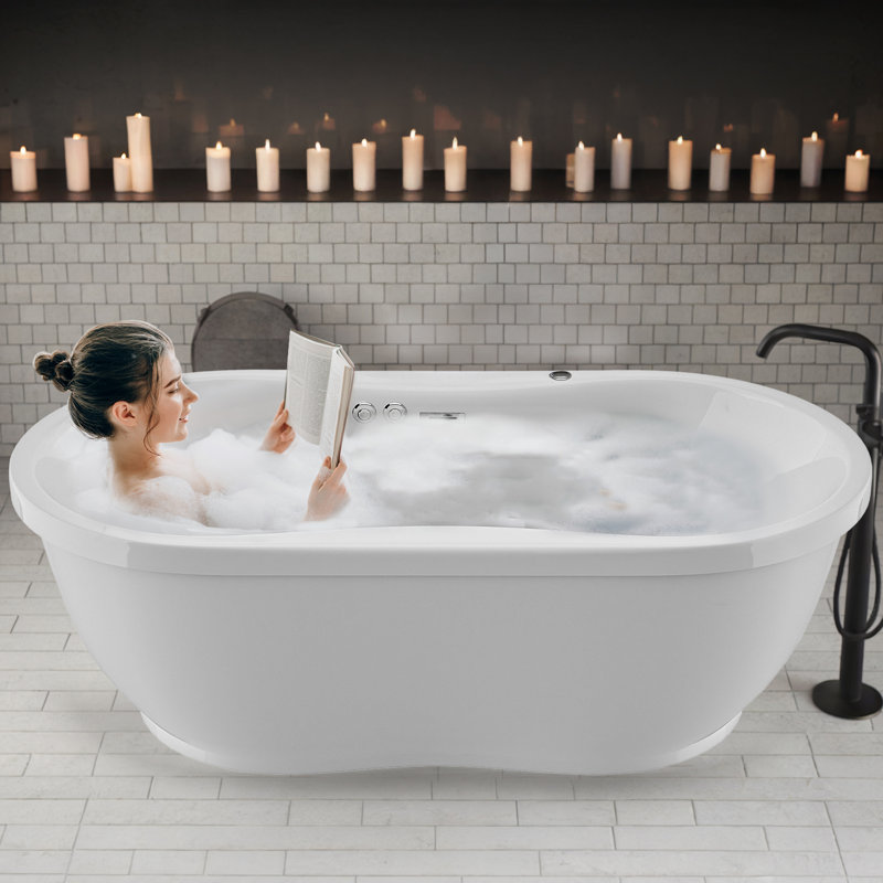 Lori 71.25” x 35.5” Freestanding Whirlpool and Air Acrylic Bathtub