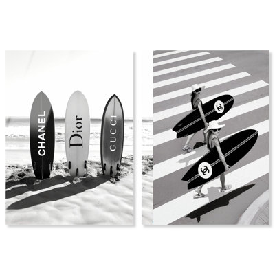 Modern Surf Icon Set Acrylic Print Fashion Wall Decor Set by Art Remedy, Ready to Hang, 36 x 54