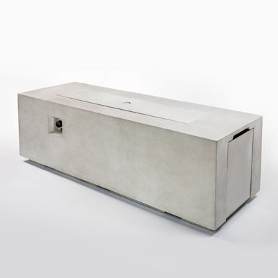 70 Inch Rectangular Concrete Propane Fire Pit Table, 60000 BTU MgO Outdoor Gas Fire Table with Electronic Ignition, Hidden 20" Propane Tank Storage, Lava Rocks & Weather Cover for Patio Backyard Balcon