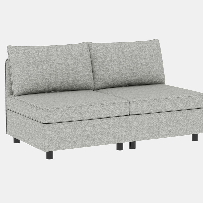 Chenille, salon modulaire avec rangement et canapé-lit, option 2 sections, chenille, Gris chenille