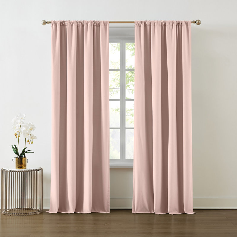 Semi Sheer Curtain Pair, 50" W x 84" L, Pink