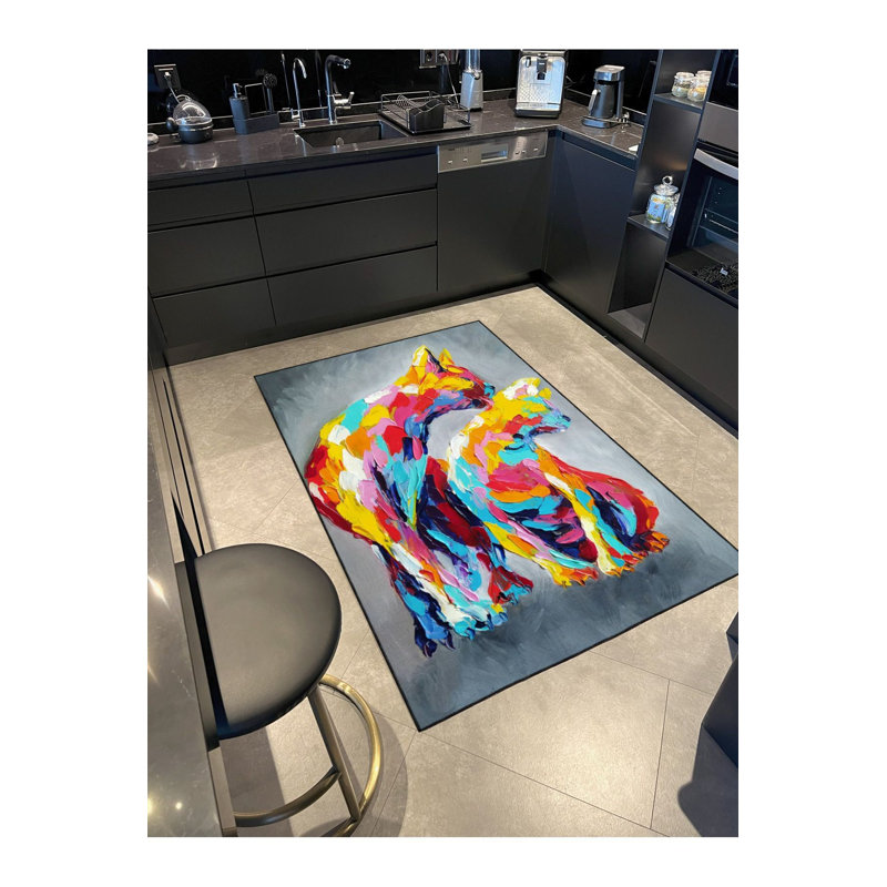 Tapis lavable Modern Cat, Sous-tapis carré 3 pi 3 po inclus
