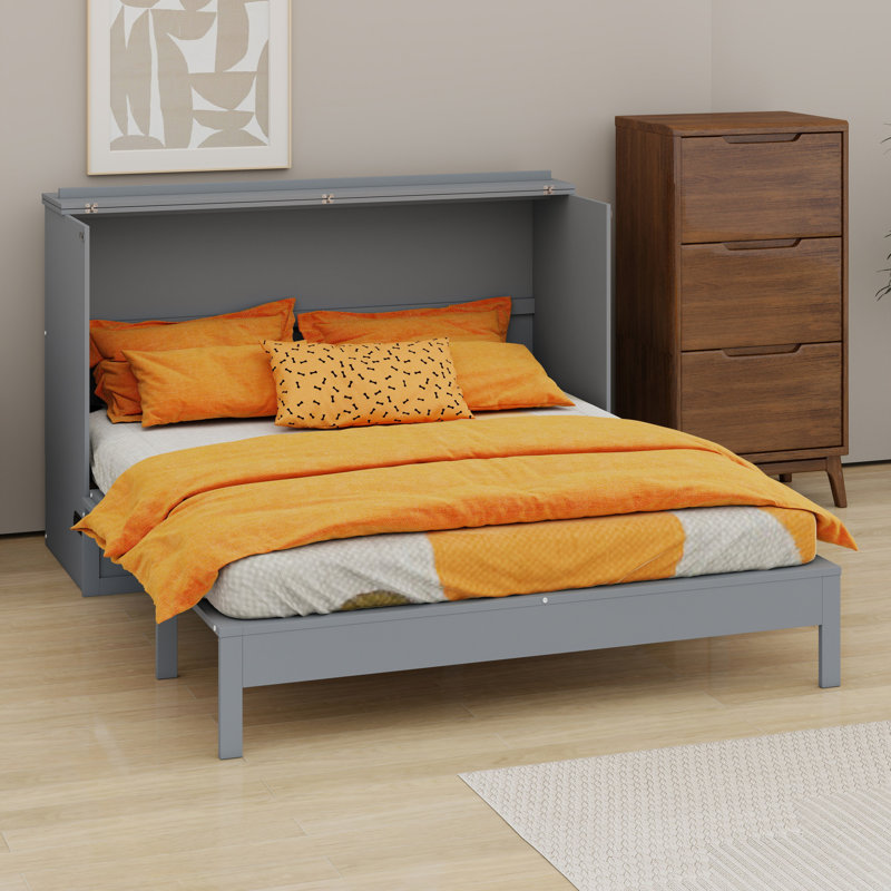 Lit escamotable avec rangement spacieux et grand tiroir, Gray