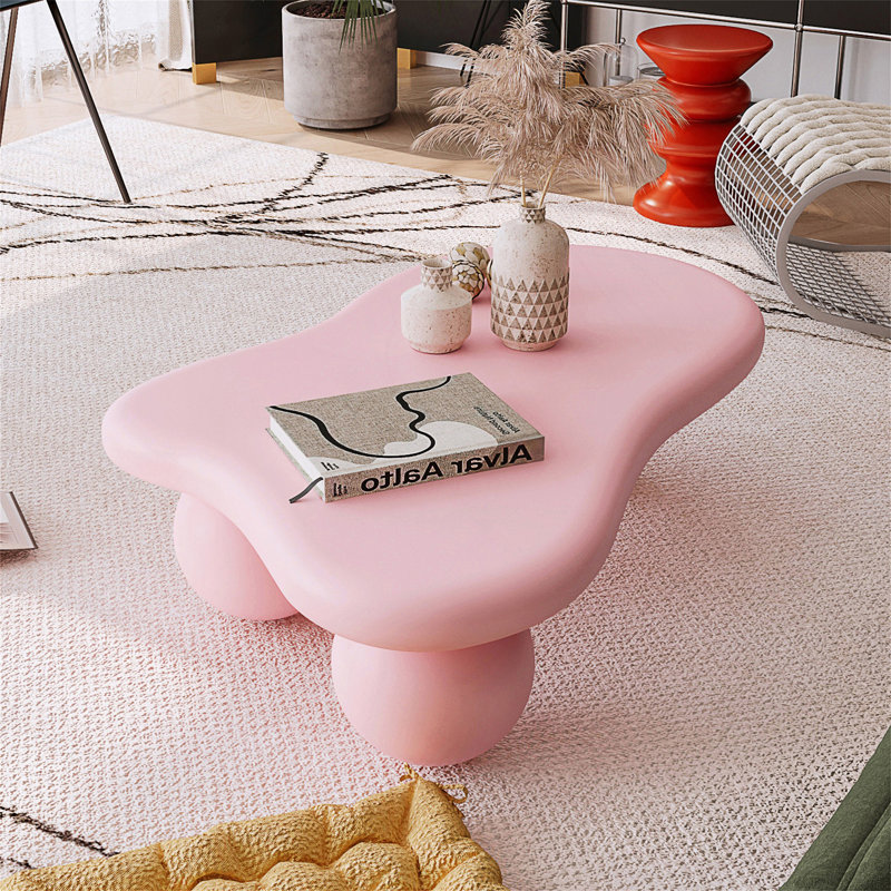 Table basse en forme de nuage, 11.7" H x 40" W x 26.8" D, Rose, Rose
