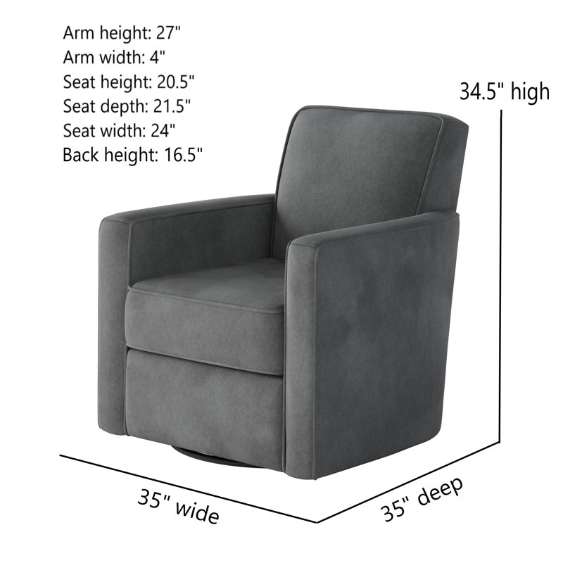 Fauteuil oscillant pivotant Balina Bindi, Charbon de bois Bella, H 38 po x l 35 po x P 36 po  
