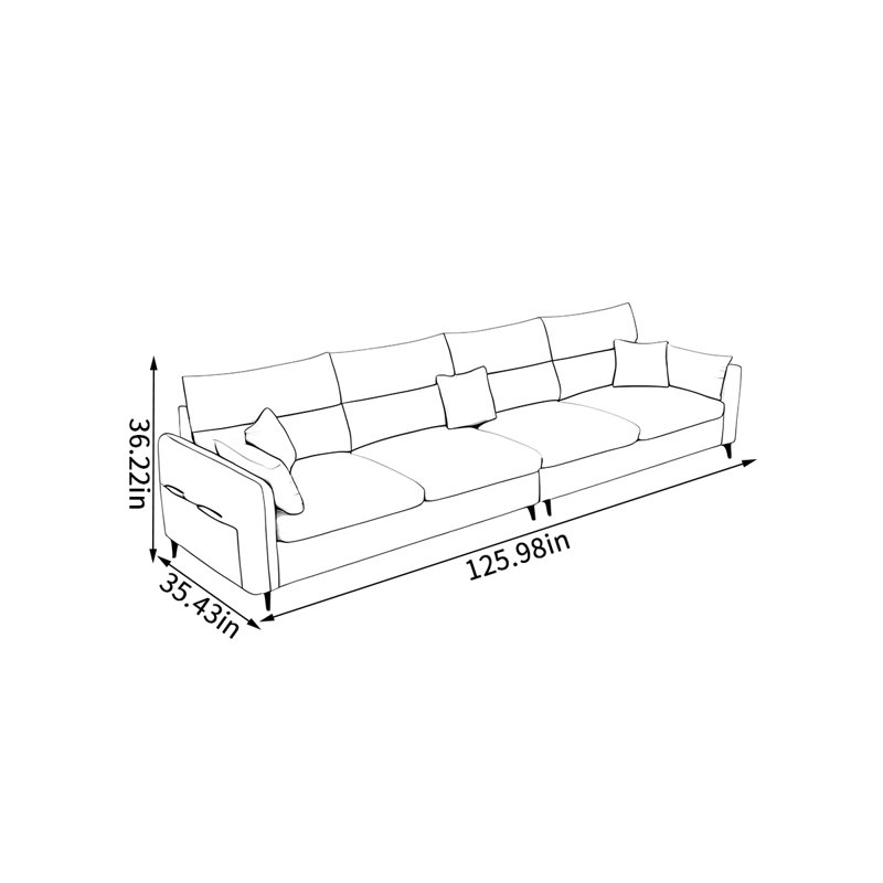 Canapé simple décontracté Home, H 36,22 po x l 125,98 po x P 35,43 po, 5