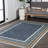 Vandervliet Classic Coastal Mitred Stripe Reversible Machine-Washable Cream/Navy Indoor/Outdoor Rug-711333136
