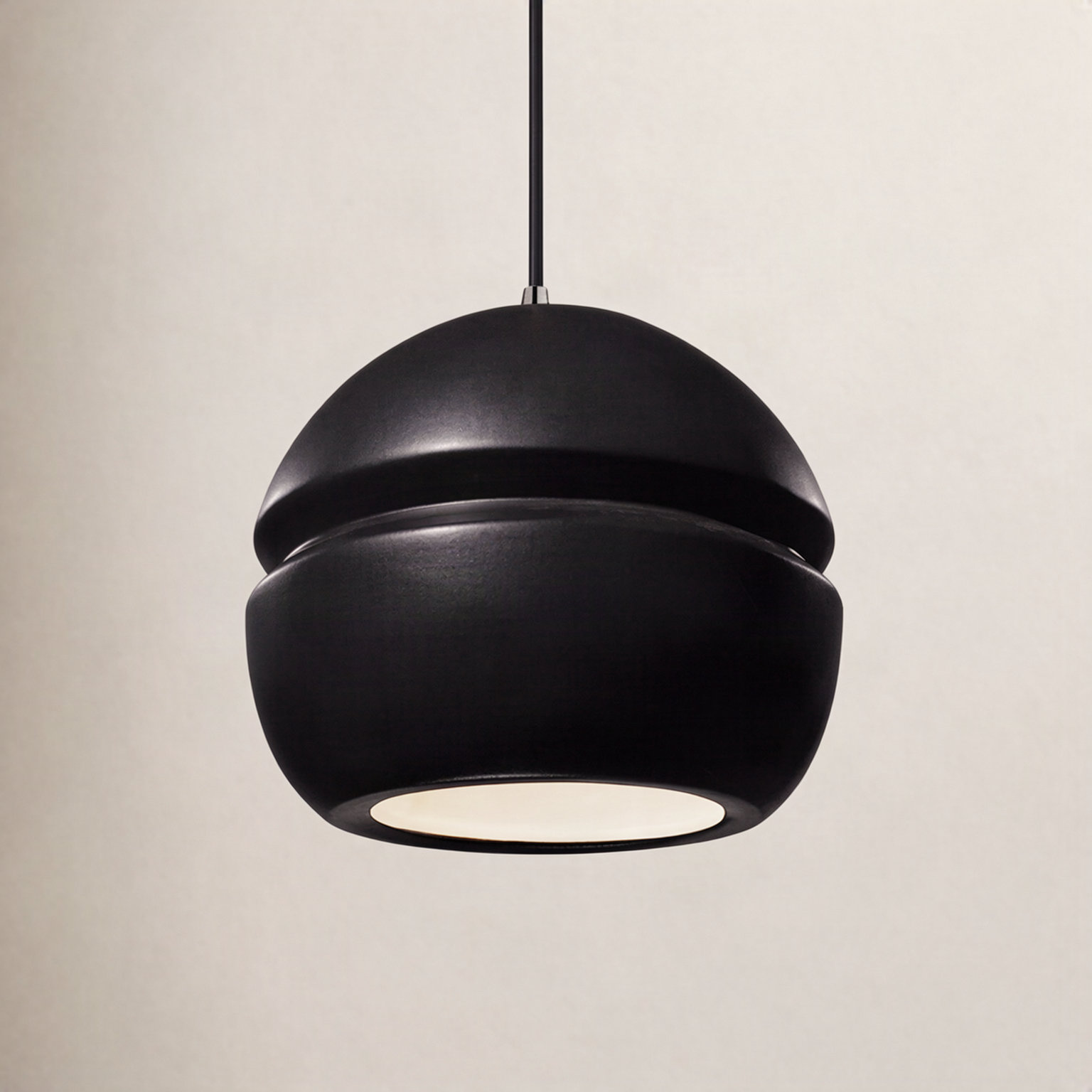 Logan Dimmable Globe Single Light Pendant, Carbon Matte Black, Brushed Nickel