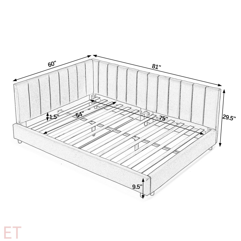 Full Size Upholstered Tufted Bed Frame, Sofa Bed Frame With Comfortable Backrest And Armrests, Full Size Bed For Bedroom, Living Room,Velvet(81''*60''*29.5'')