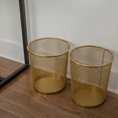 Martha Stewart Ryder Set of 2 Premium 4.5 Gallon Mesh Metal Wastebaskets