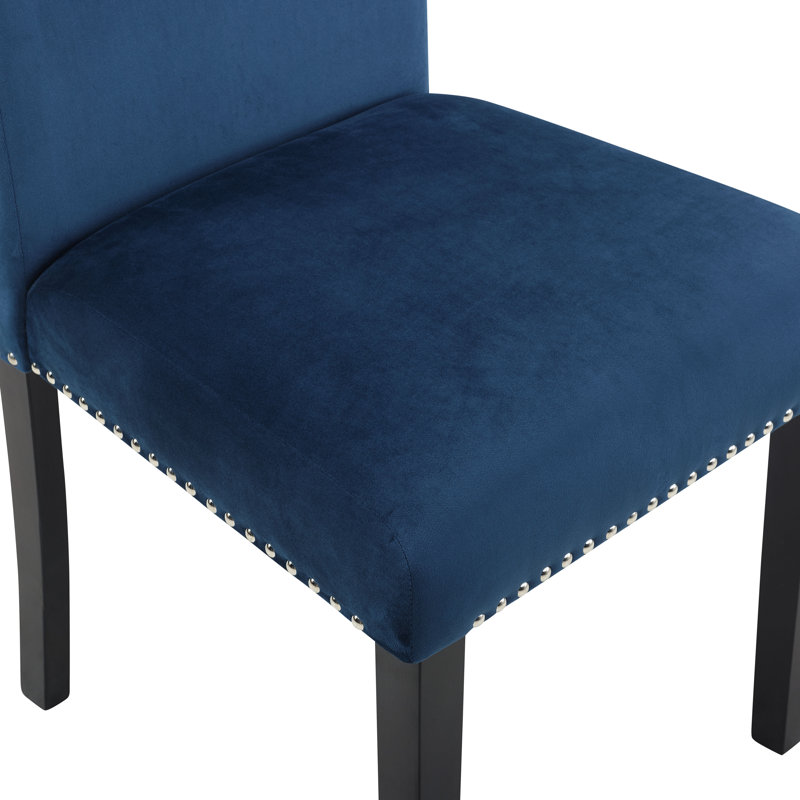 Ebeling Velvet Upholstered Side Chair, Bleu