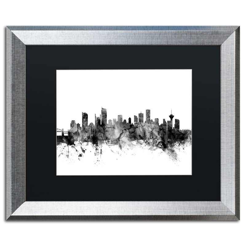 « vancouver canada horizon b&w », impression encadrée, H 16 po x l 20 po x P 0,5 po, Cadre argenté