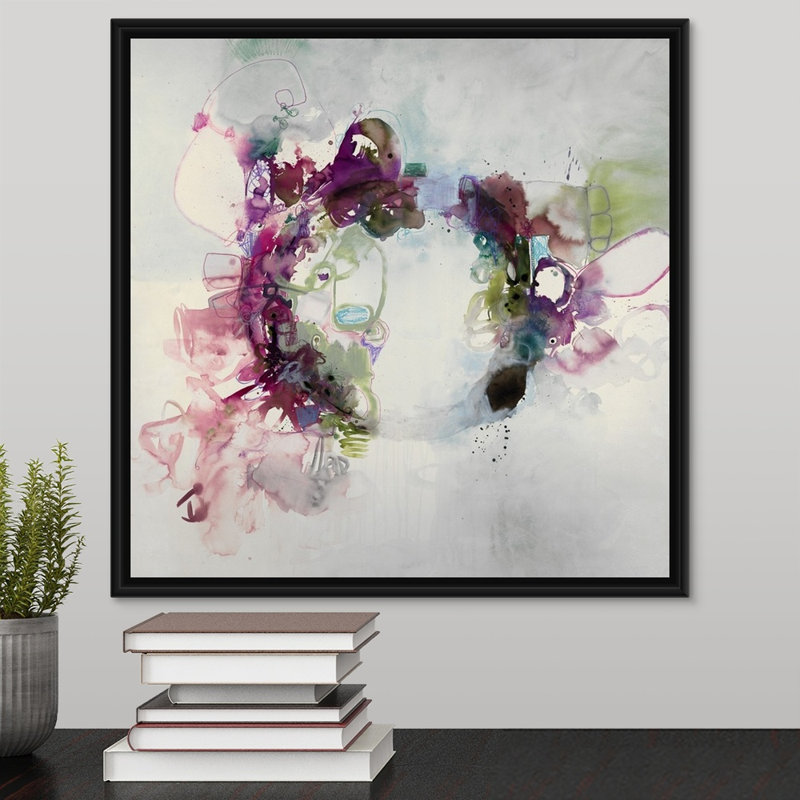 « the only the pretty ring time », peinture sur toile, Cadre flottant noir, H 17,7 po x l 17,7 po x P 1,75 po