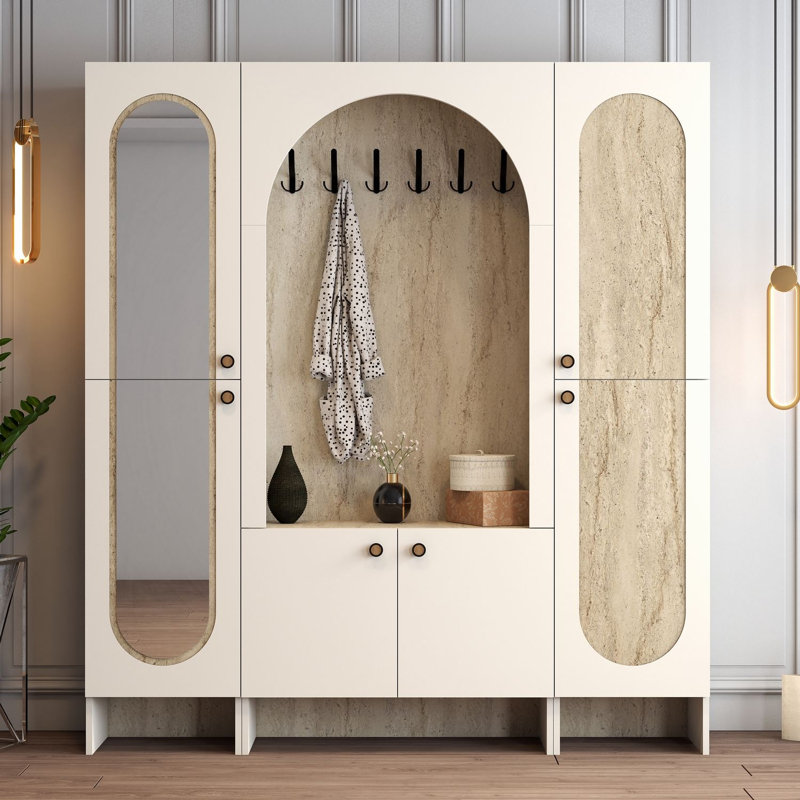 Almendarez Hall Stand, Cream/Travertine
