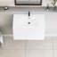 Armoire de salle de bain flottante 36 po avec lavabo, comptoir en résine blanc brillant moderne et tiroirs à fermeture en douceur, solution de rangement énigme envoûtante