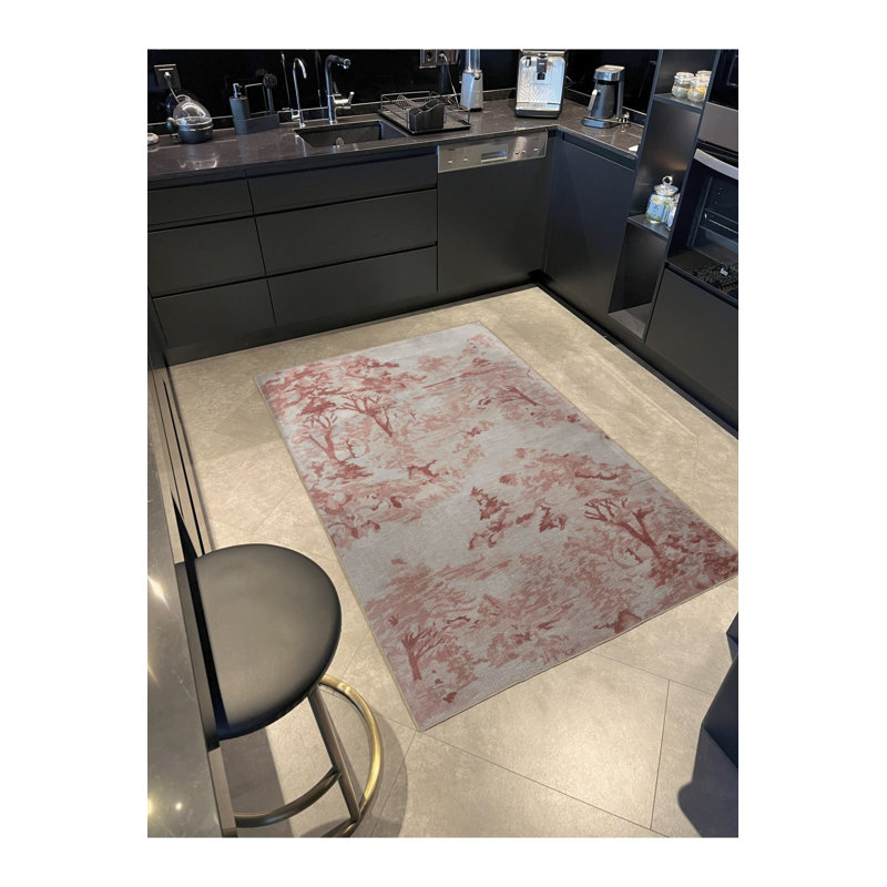 Tapis décoratif lavable à la machine rose