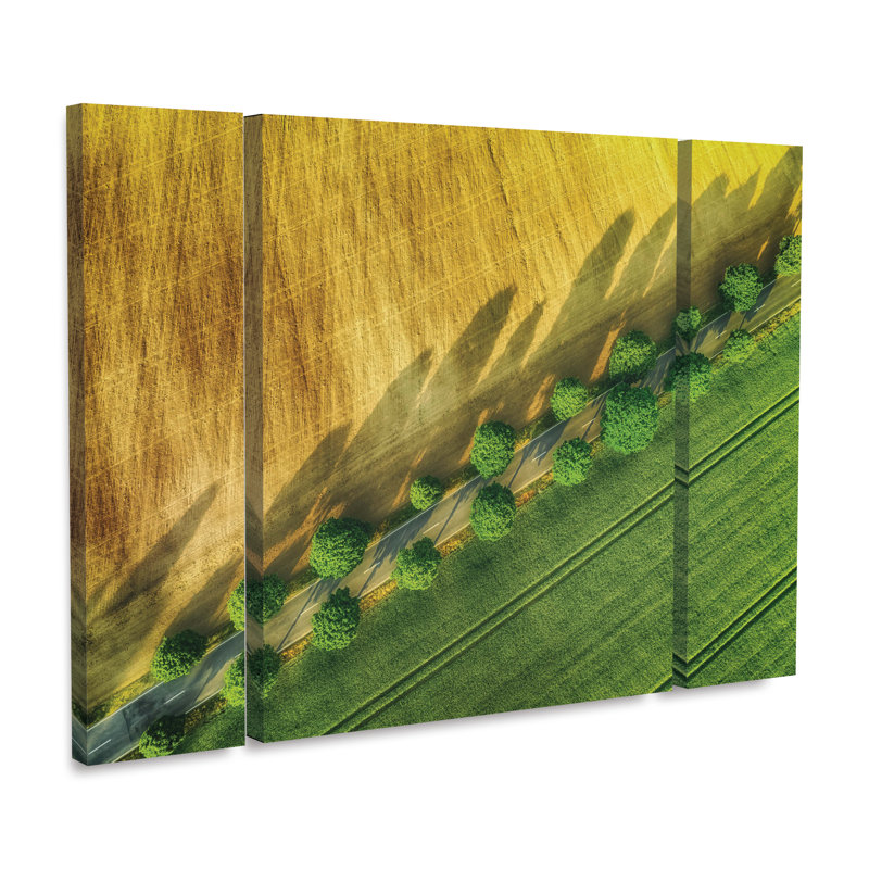 Ensemble de 3 panneaux muraux - "The Road" par Guy Krier, art mural sur toile pour le salon, la chambre à coucher ou le bureau 