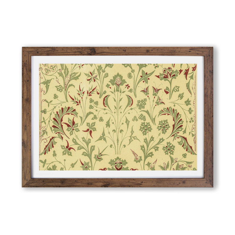 An Antique Floral Illustration by Owen Jones - Single Picture Frame Painting, 45cm H x 63cm W x 2cm D, Walnut Framed