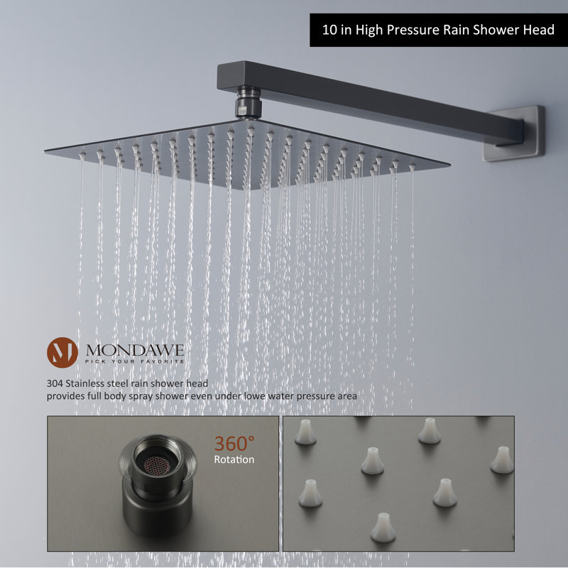 Robinet de douche Calder avec valve brute, Chrome poli noir