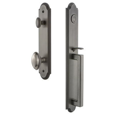 Arc Handleset with Single Cylinder Deadbolt and Circulaire Door Knob and Rosette