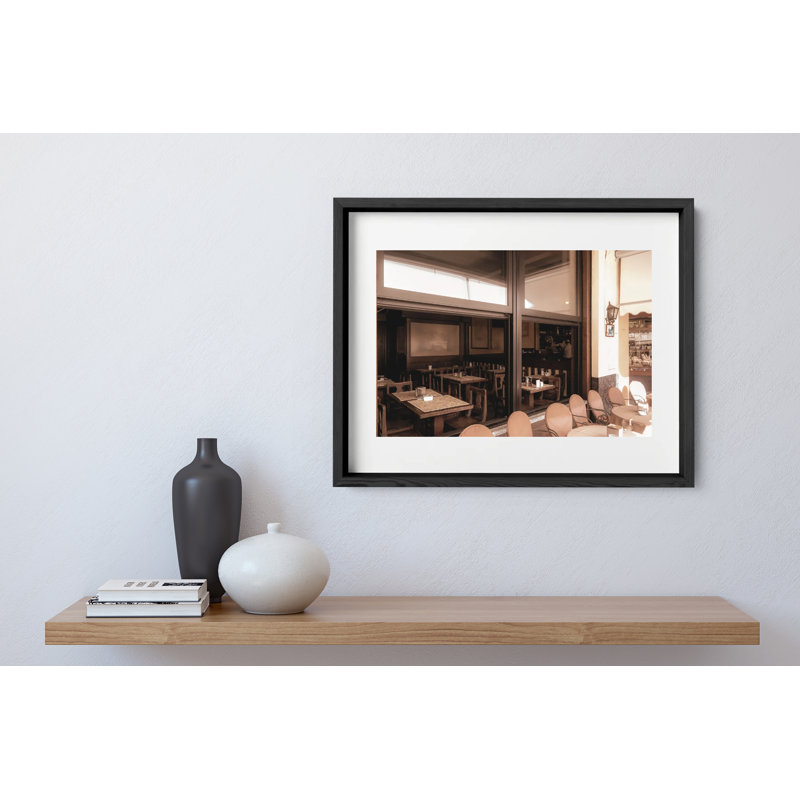 Café Como Print by Joseph Regan, 14" H x 16" W x 0.75" D, Black