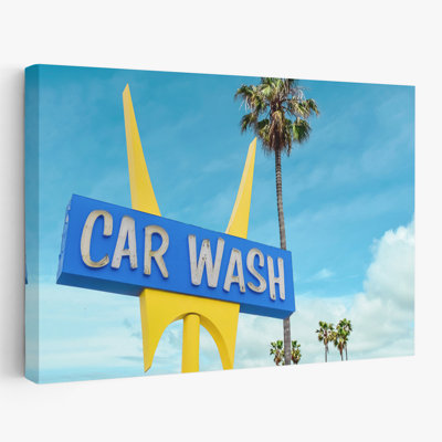 5 points Car Wash - photographie de palmiers rétro, art Mid-Century