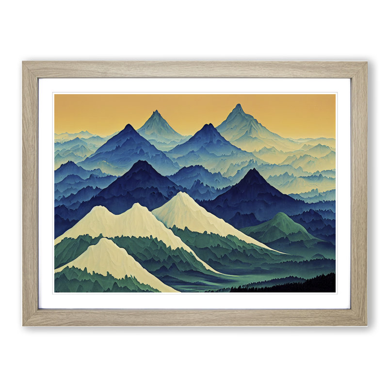 Joyous Mountains - Framed Print, 46cm H x 64cm W x 2cm D, Oak